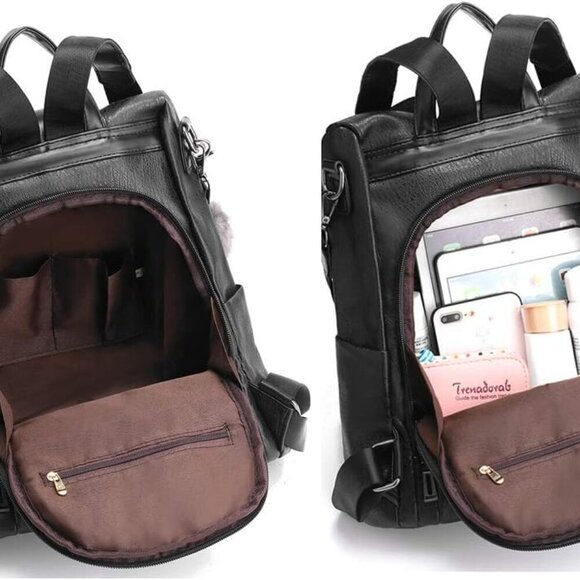 Women Backpack PU Leather Waterproof Anti-theft Casual Daypack Satchel main image 4